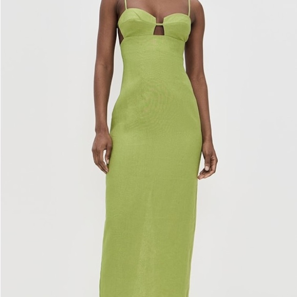 Reformation Malibu Line Green Midi Dress